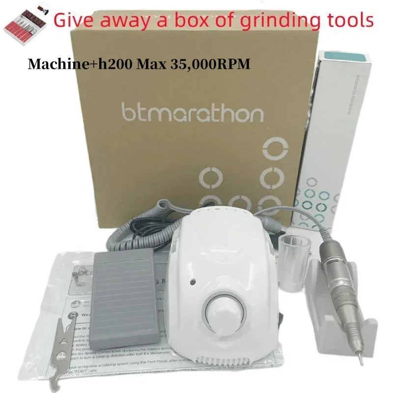 65W Electric Nail Drill Strong 210 Micromotor Control Box DC 30V 35000RPM H200 Handle Milling Machine Manicure Machin