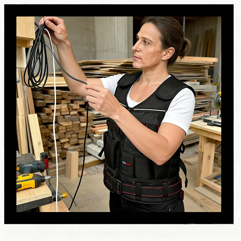 TOOLHUWEI Workwear Tool Vest Safety Work Vest with Multi-pockets Toolkit Pouch Heavy Construction Vest for Electrician Carpenter