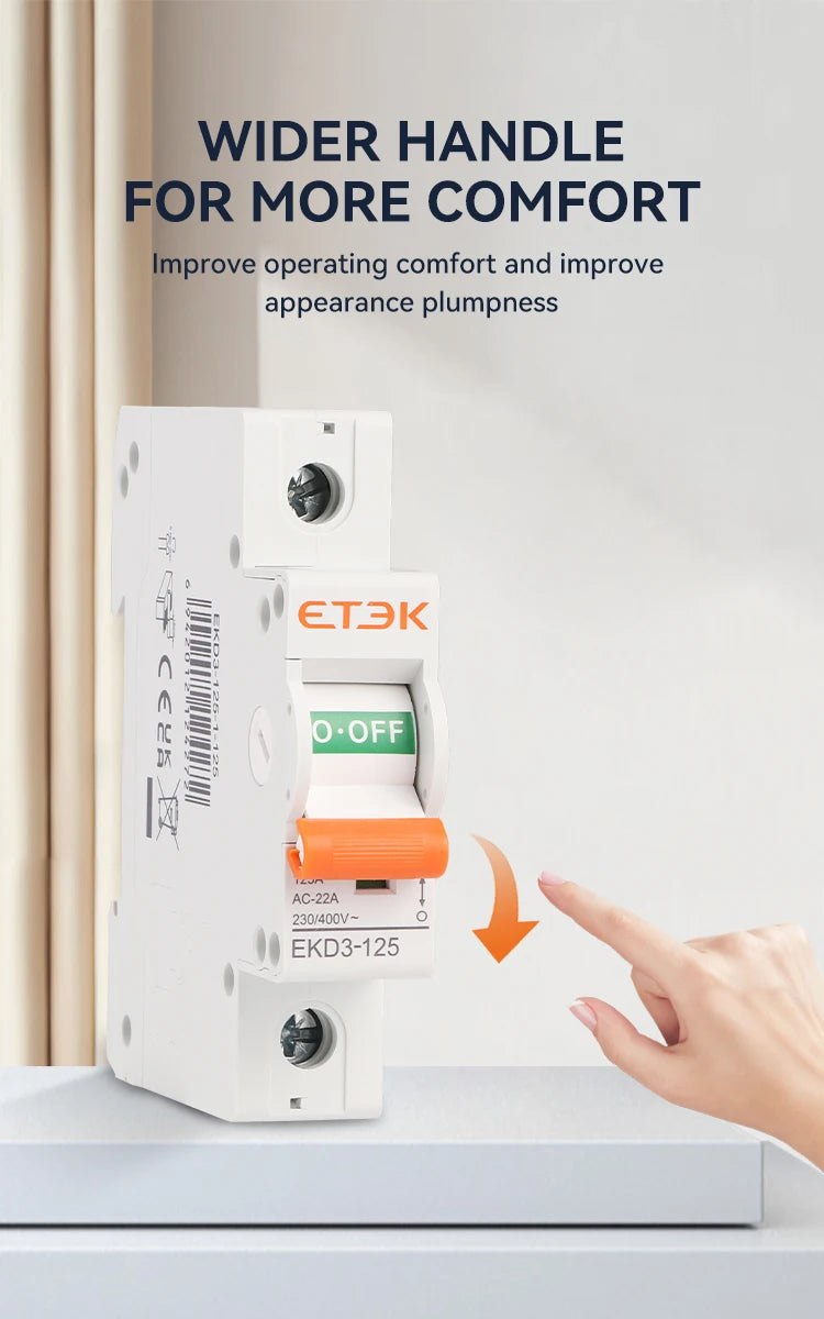 ETEK  Isolater Switch AC 125A Low Voltage 50Hz 1,2,3,4 pole 240/415V High Current Electrical Isolation Switch EKD3