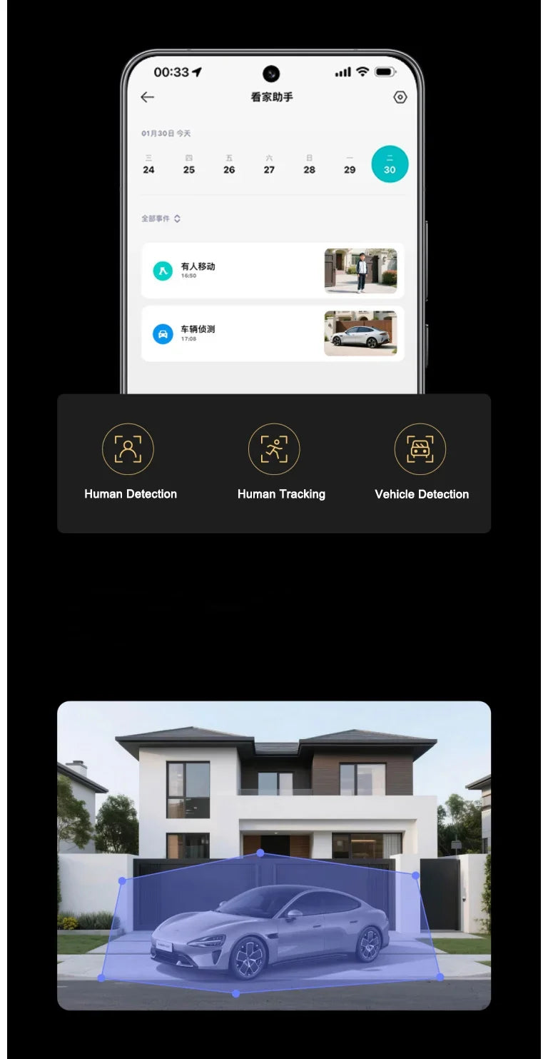XIAOMI New Outdoor Camera 4 Dual Camera Version，360° 5MP 3K，Audible Visual Alarm，Two-Way Audio，IP66，Chinese Version With Adapter