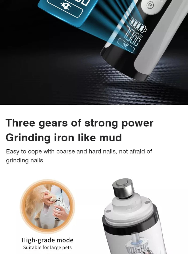 Electric Pet Nail Grinder With LED Light Cat Dogs Nail Clippers USB Rechargeable Paws Nail Cutter Pet Grooming Trimmer Supplies