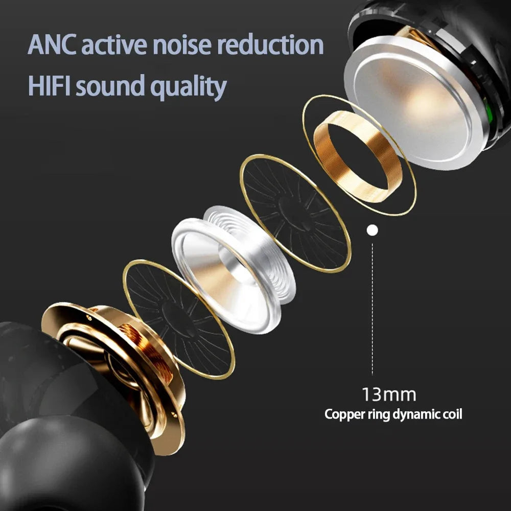 A9Pro Color Screen Touch ANC Noise Reduction TWS Wireless In Ear Sports Call Listening Bluetooth Earphones