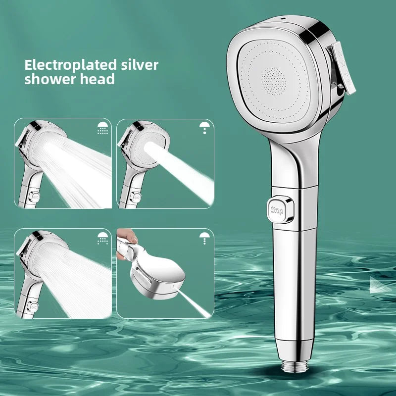 High-Pressure Gun Gray Shower Head with 3 Modes - Energy Saving & Water Saving, Handheld for Bathroom