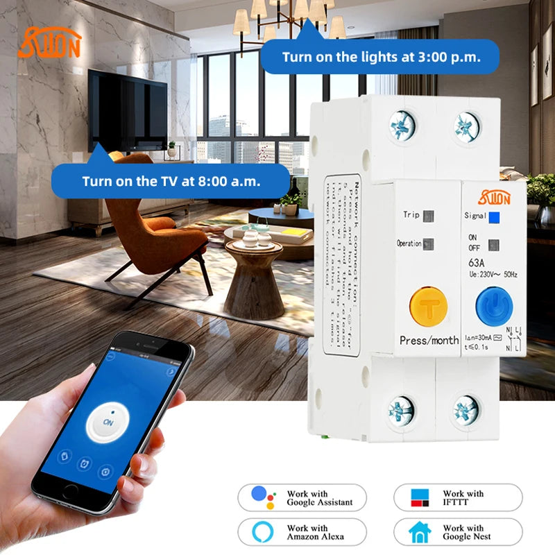 eWelink WiFi circuit breaker Smart switch timer remote control voice control Alexa echo with Leakage Protection for Smart Home