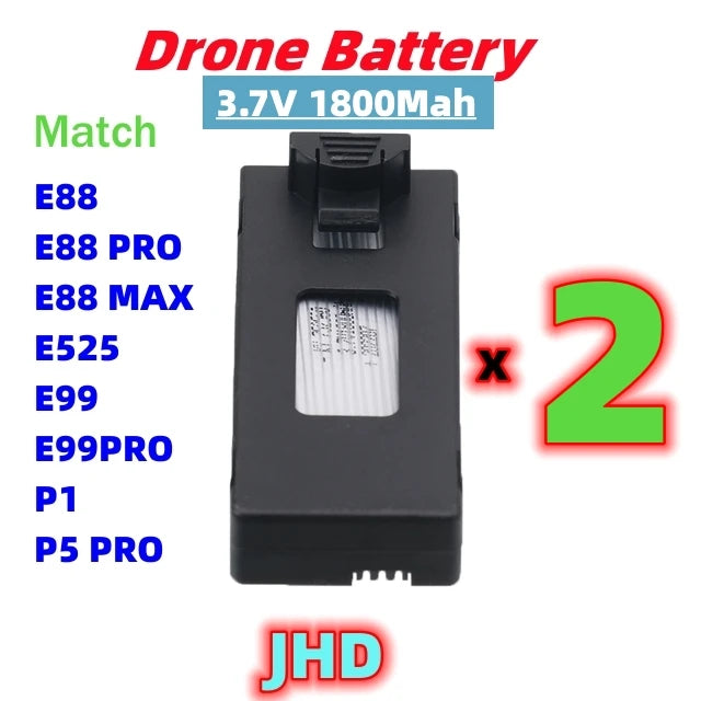 JHD Bateria Drone E88 Pro Mini Drone Battery 3.7V 1800Mah Drone Battery E88 E88PRO Battery Wholesale