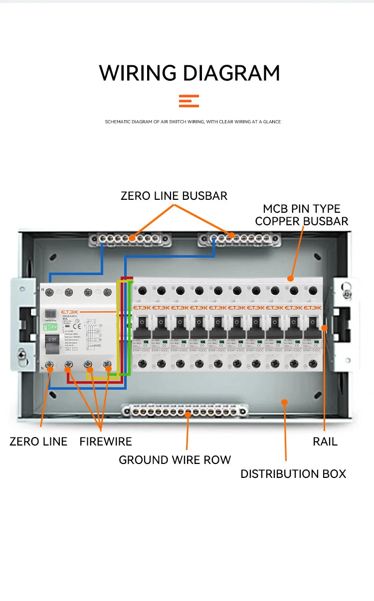 ETEK RCCB Type EV 2P 4P Earth Leakage Circuit Breakers for Car Evse Chargeing Station RCD 40A 63A 30ma EKL6-63EV 10KA Din Rail