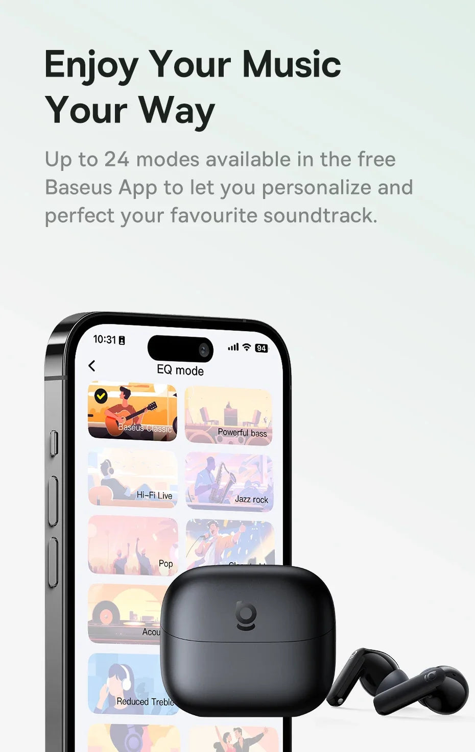 Baseus EP10 NC -43dB Noise Cancelling ANC True Wireless Earbuds Bluetooth 6.0 In-Ear Wireless Earphones 4-Mics for Office Home