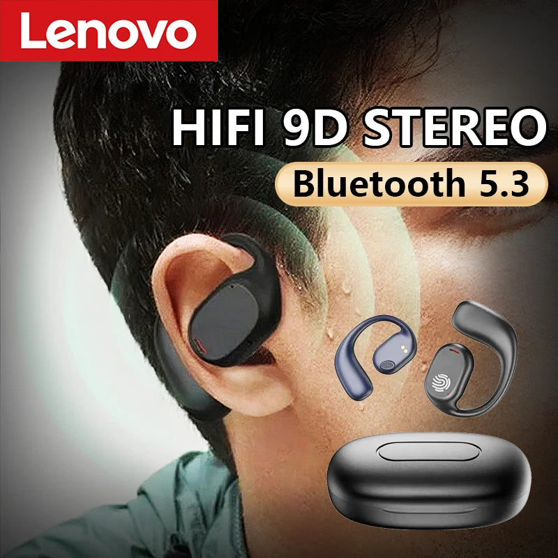 Lenovo TWS Bone Conduction Earphones HiFi 9D Stereo Wireless Sports Earbuds Bluetooth 5.3 Touch Control Noise Cancel Waterproof
