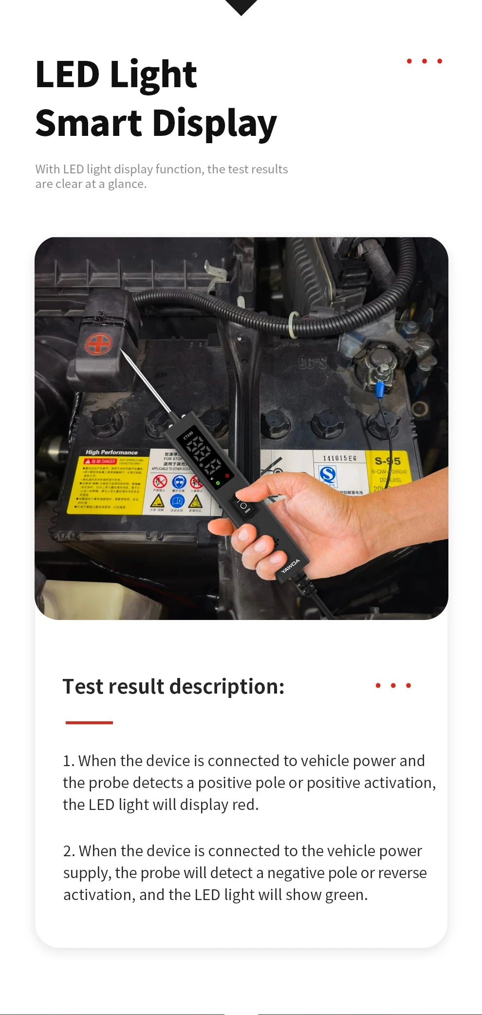 CT100 Automotive Circuit Tester  for all 0-80V vehicle electrical systems