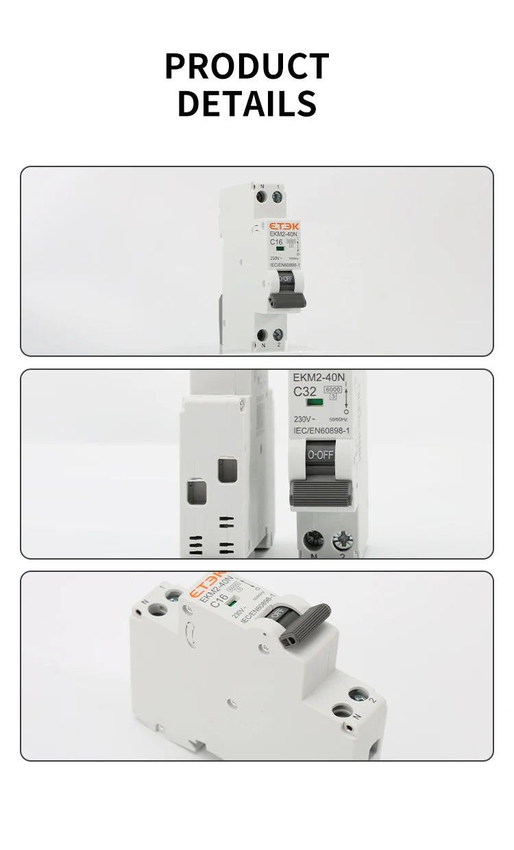 ETEK Din rail mounted miniature household air circuit breaker MCB 30mA C curve 10A 16A 20A 25A 32A 1P+N Mini circuit breaker EKM