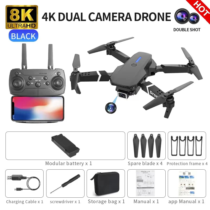 Lenovo New Drone E88 Pro RC 20000M Quadcopter Drone FPV WiFi  Foldable With Mod Altitude Resistance 8K Camera Wide-angle Shootin