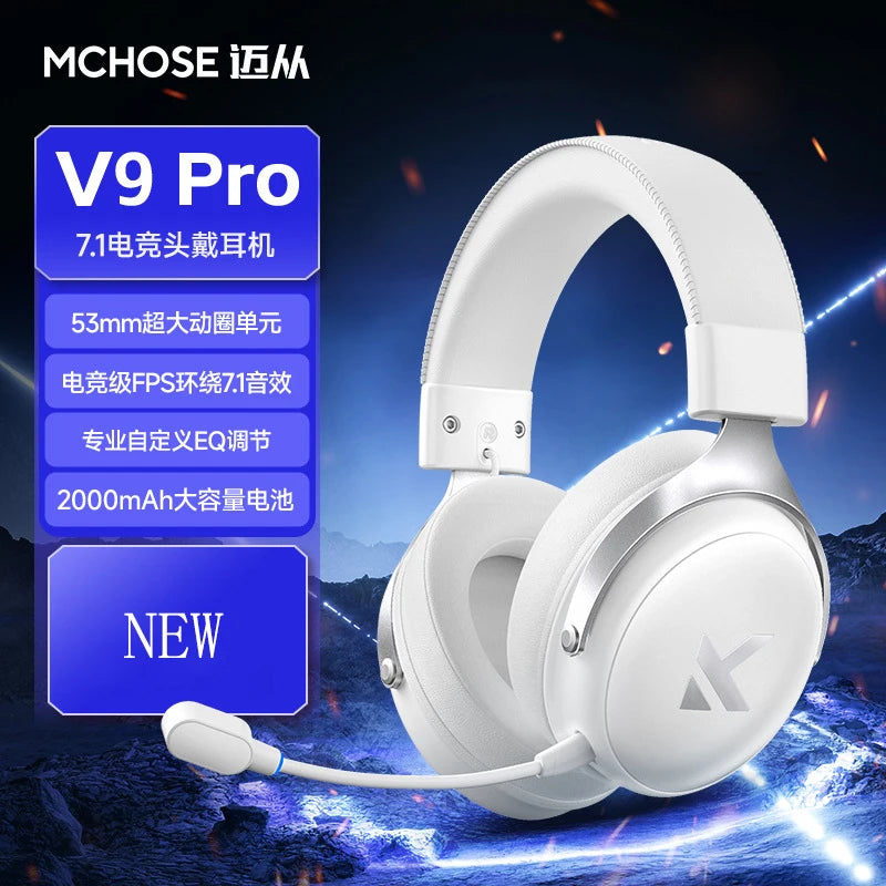 MCHOSE V9 pro Wireless Bluetooth Headset with Three Mode Microphone Noise Reduction Dynamic Sound Low Delay Office And Gaming