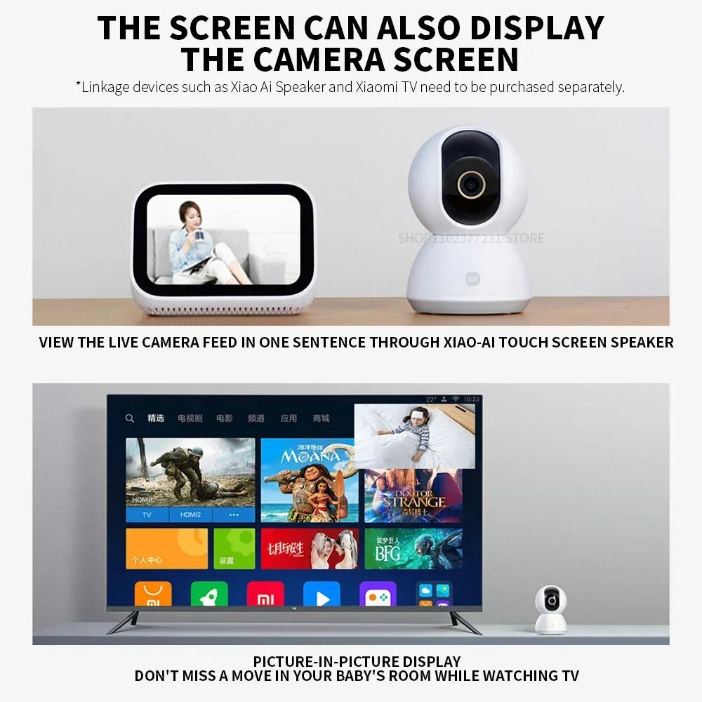Xiaomi Smart Home 360° Security Camera Mi PTZ 2K Webcam 1296P 3 Megapixel AI Human Detection Night Vision Webcam Work With App