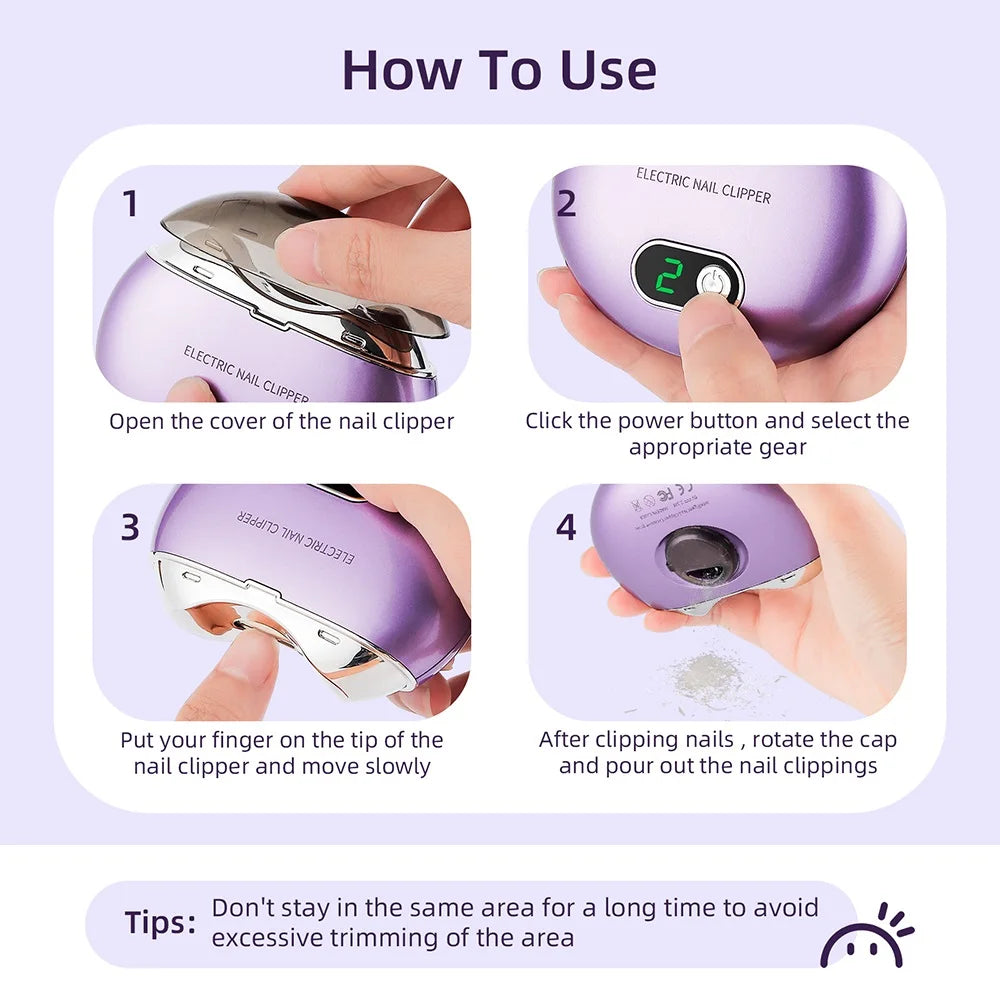 Electric Nail Clipper With UV Light Nail Cutter Low Noise Easy Operation Manicure Nail Grinder AdultS Child Finger Toe Nursing