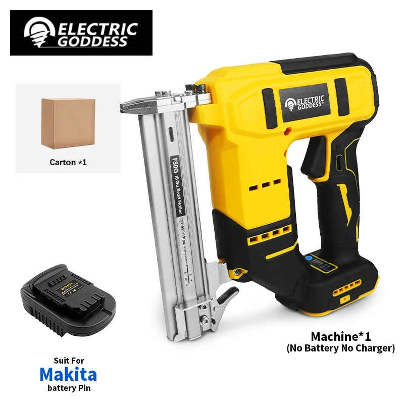Brushless Electric Nail Gun with Battery Adapter Convert for Dewalt 20v Battery Pin to Milwaukee/Makita 20/18v Battery Pins