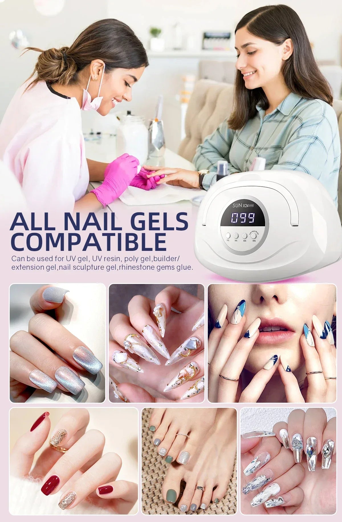 380W UV LED Lamp For Nail Manicure 84LEDS Professional Gel Polish Drying Lamps With Timer Auto Sensor Manicure Salon Tool