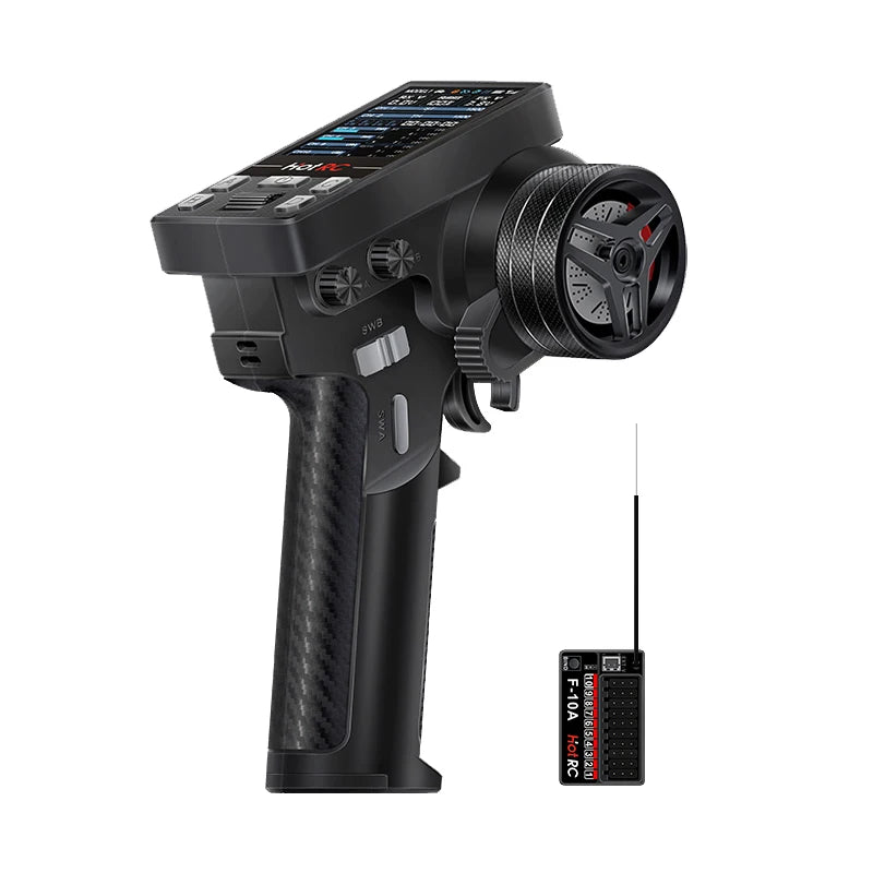 HotRC-Remote Control CT-10B 10-Channels, 2.4GHz Transmitter Controller for Climbing, Drifting Vehicle, RC Cars, Aircraft,