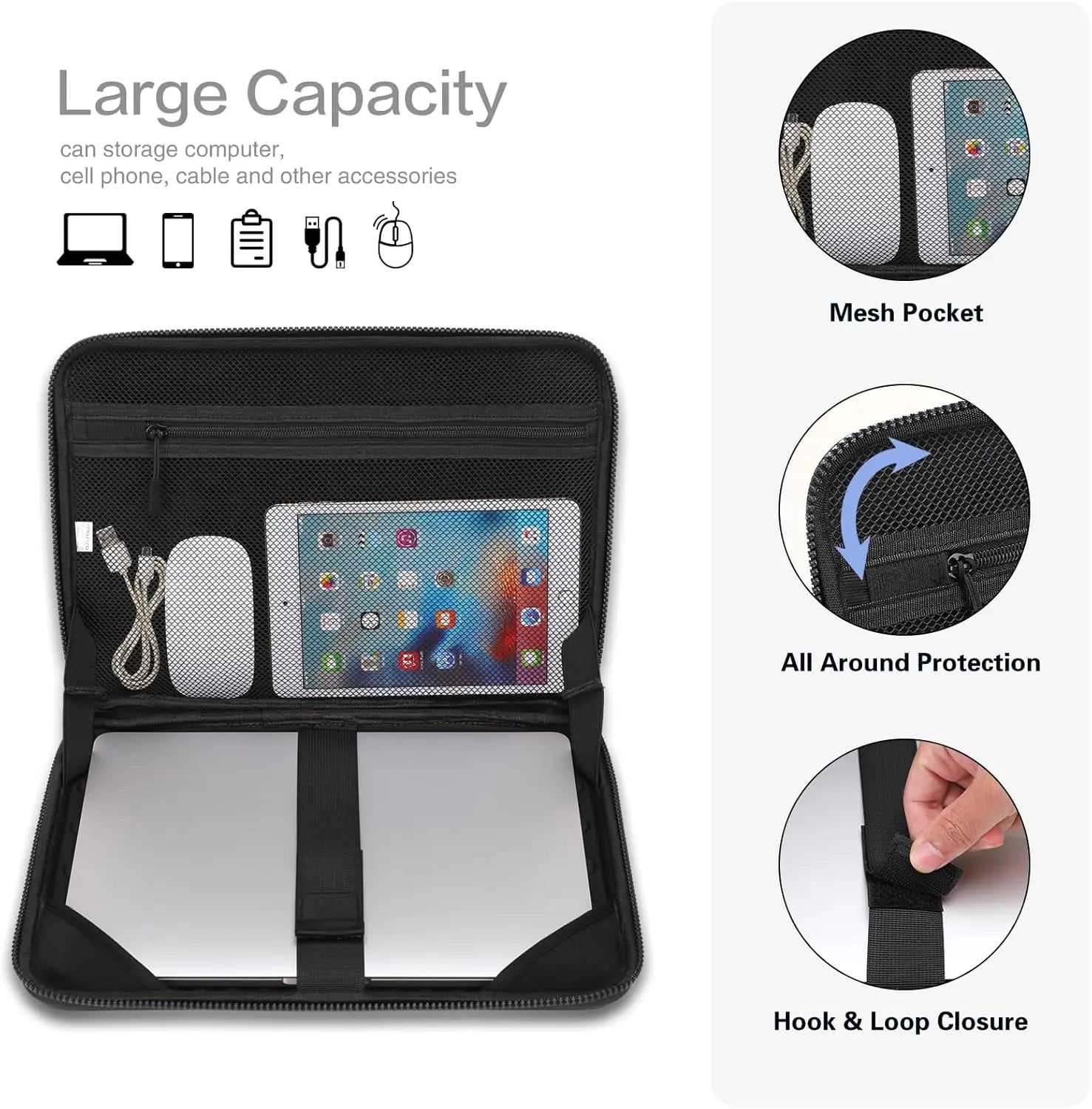 13 14 15 16 inch Hard Shell Laptop Case for MacBook Air Pro Dell Waterproof EVA Notebook Carrying Case Briefcase Handbag Cover