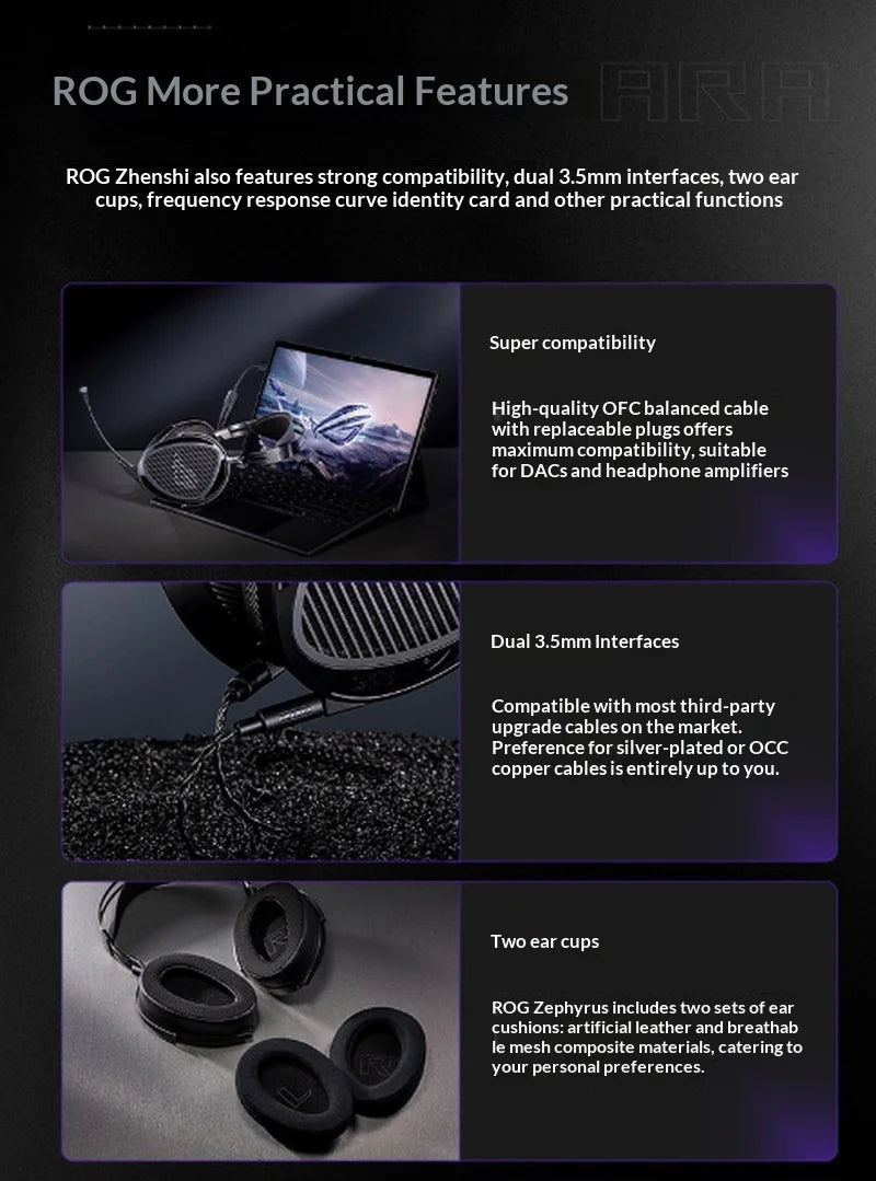 Asus ROG Kithara Limited Edition Headphones Open Back Over Ear Planar Magnetic Wired Headphones 100mm Diaphragm Unit Laptop