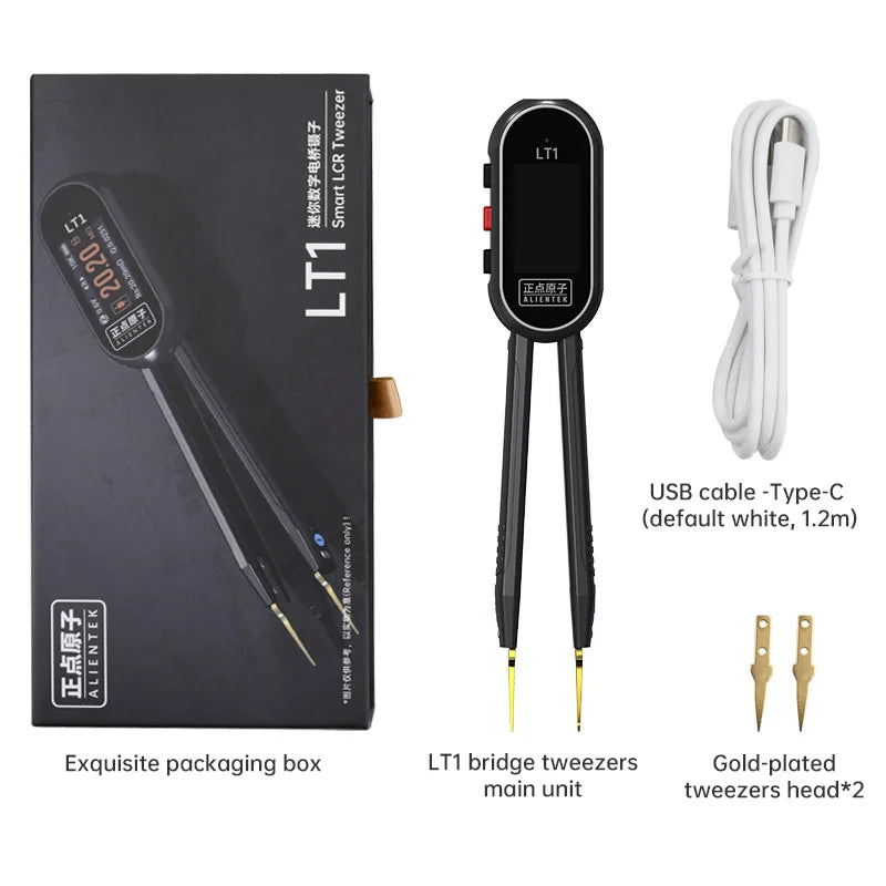 ALIENTEK LT1 Mini Smart Tweezer LCR Tester ERP ESR Tester Digital Resistance Capacitance Inductance Continuity Diode Test Tool