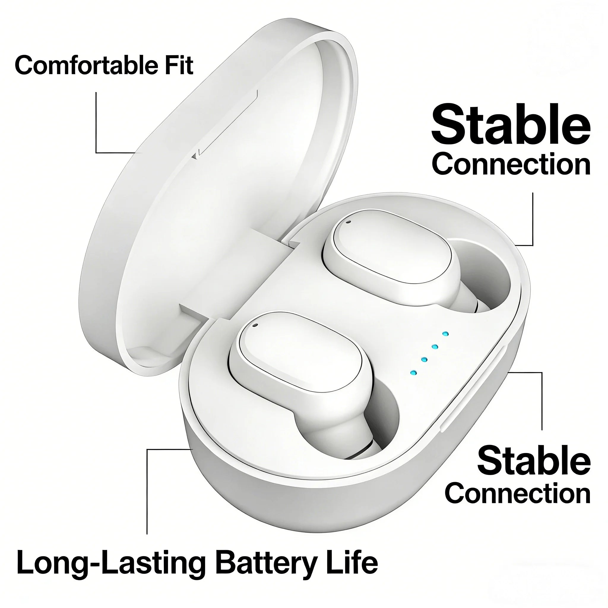 Wireless Bluetooth Earbuds, Mini In-Ear Design, Ultra Comfortable Fit, High-Definition Lossless Sound Quality.