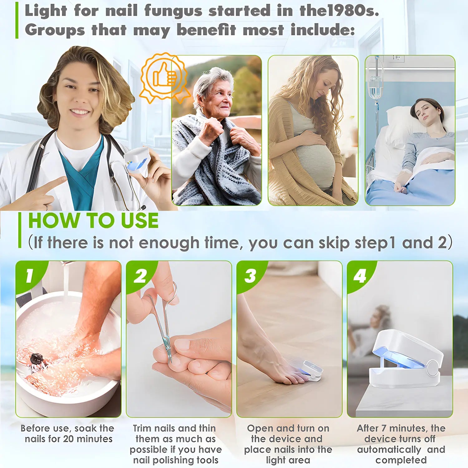 White/Black Fungal Nail Laser Device Repair Nails Fungus Onychomycosis Nail Fungus Cleaning Laser Device Foot Nail Care Tools