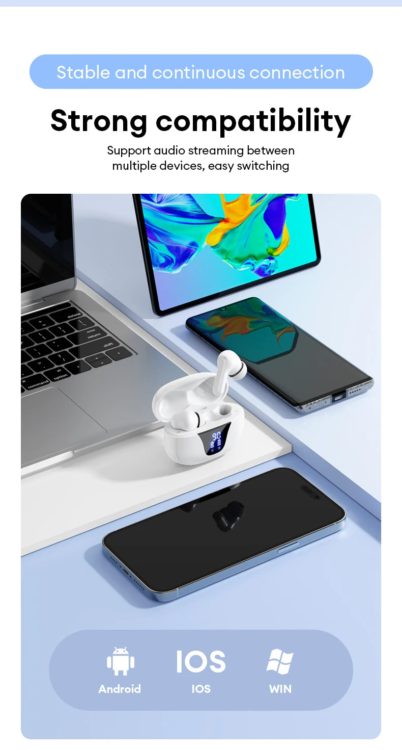 Lenovo XT58 Wireless Earphones Intelligent Noise Reduction Bluetooth 5.4 Headphone Gaming Headset HIFI Earbuds Sound LED Display