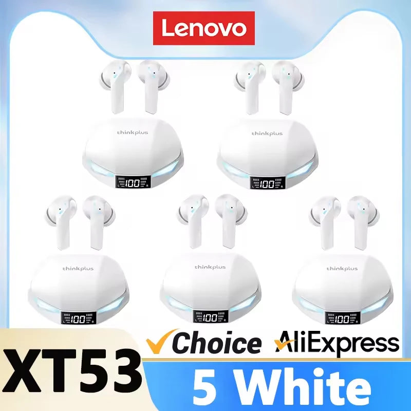 Original Lenovo XT53 Wireless Upgrade BT 5.4 Earphones LED Digital Display Waterproof Headphones Low Latency Gaming Earbuds
