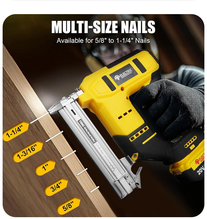 Brushless Electric Nail Gun with Battery Adapter Convert for Dewalt 20v Battery Pin to Milwaukee/Makita 20/18v Battery Pins