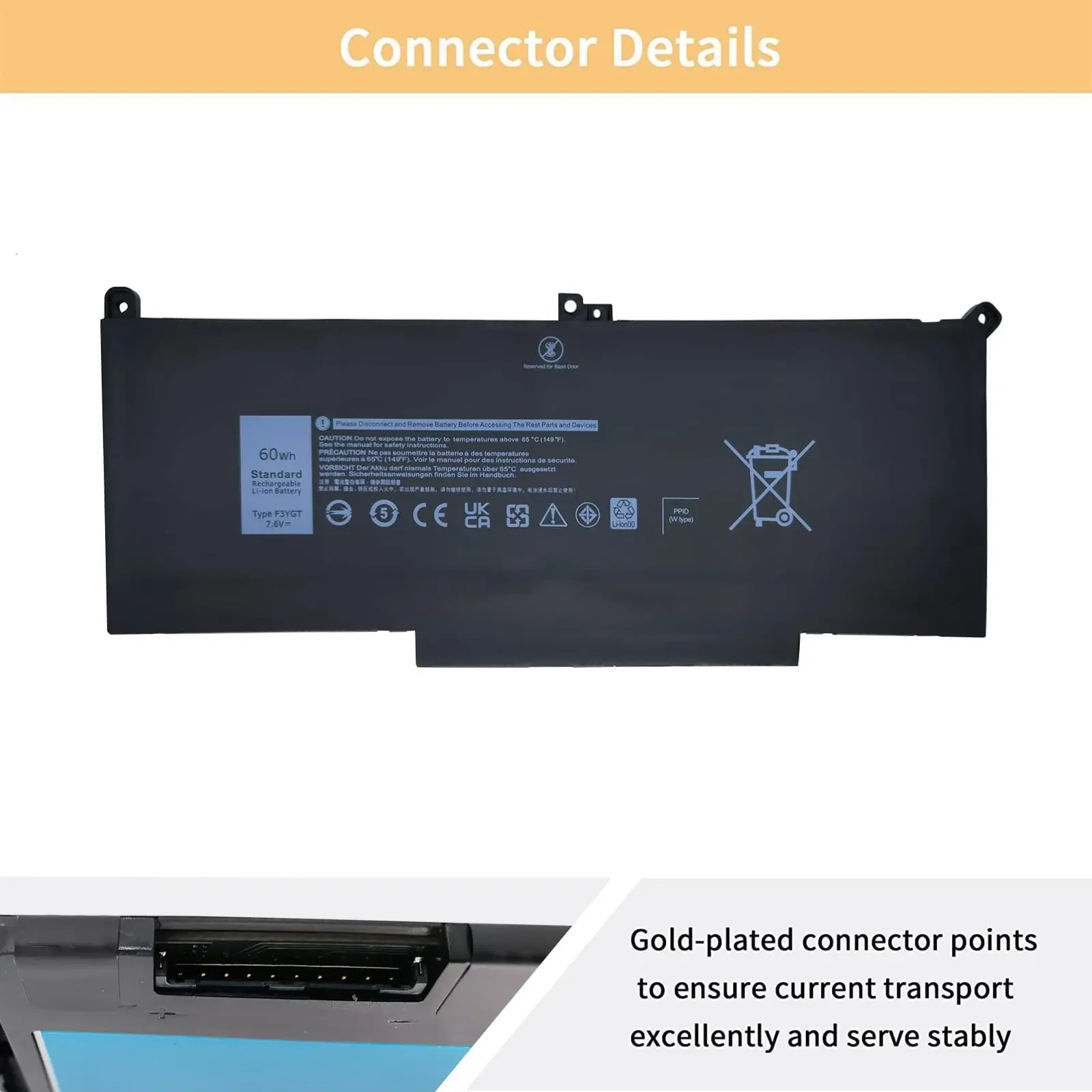 F3YGT Latitude 7480 Battery 7490 Battery 60WH for Dell Latitude 12 7000 7280 7290/13 7000 7380 7390 P29S002/14 7000 7480 7490
