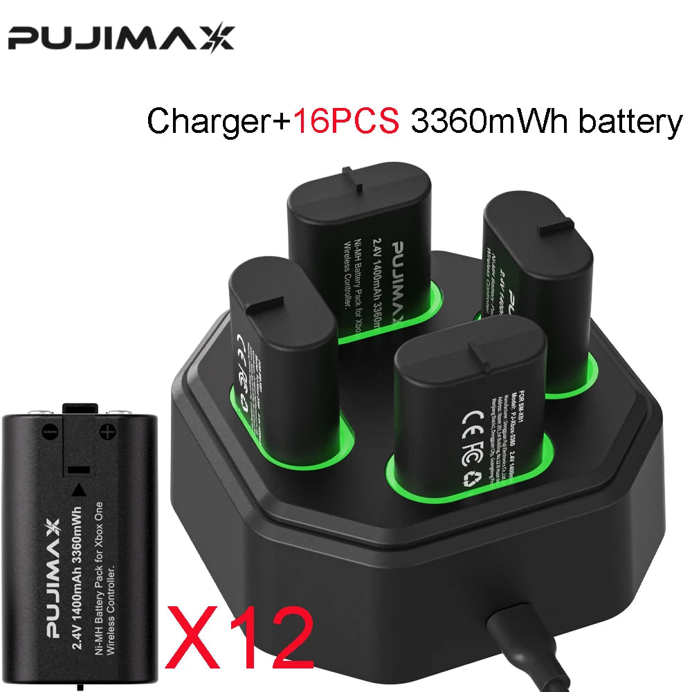 PUJIMAX 3360mWh Ni-MH Battery Rechargable Batteries Pack For XBOX Serise S/X and XBOX ONE S/X/Elite With Charger+ Charger Cable