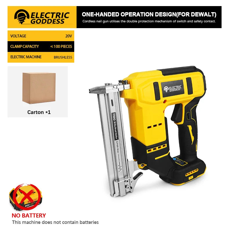 Brushless Electric Nail Gun with Battery Adapter Convert for Dewalt 20v Battery Pin to Milwaukee/Makita 20/18v Battery Pins
