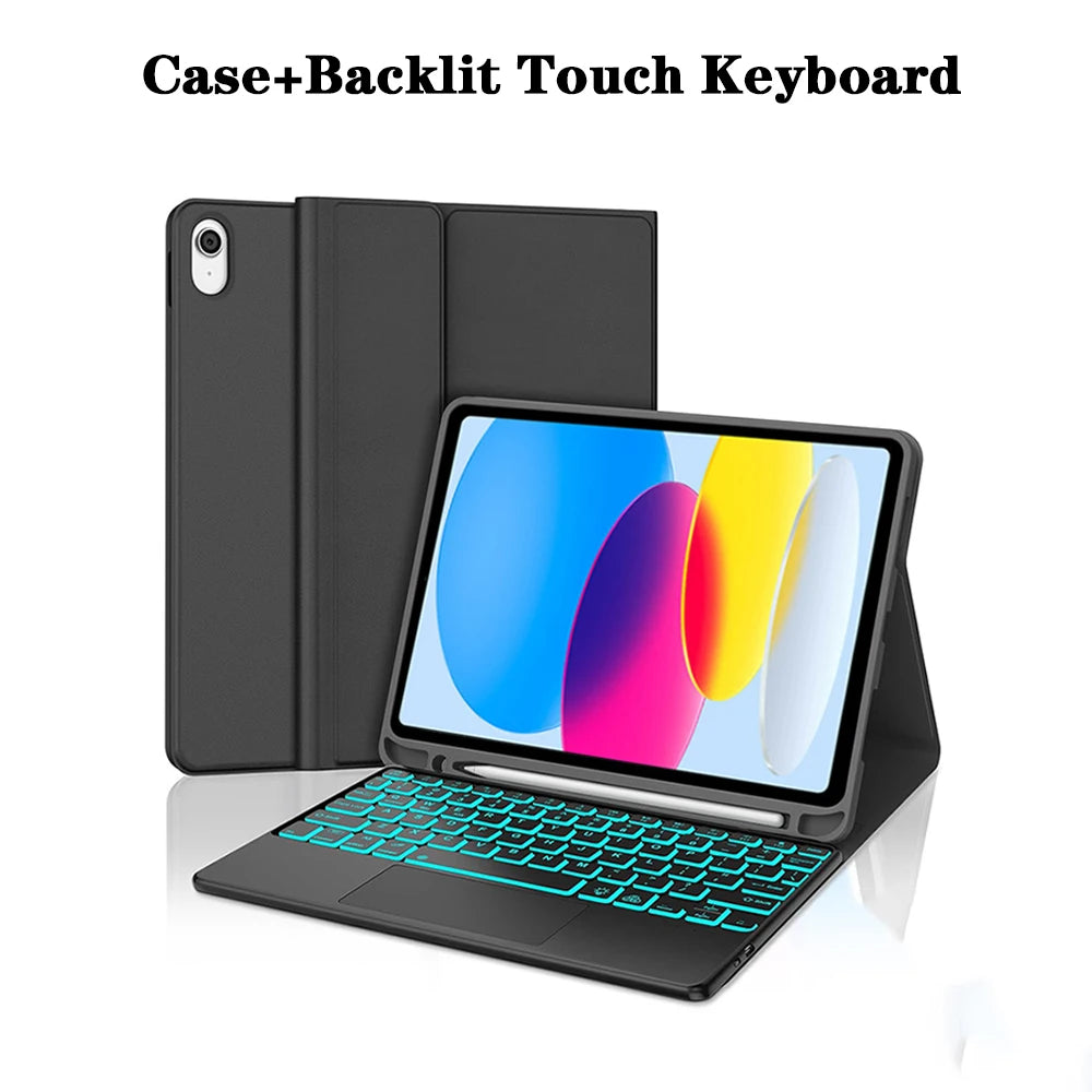 Keyboard Case for iPad (A16) 11th/10th Generation,Detachable Wireless Keyboard,Stand Folio Keyboard Cover with Pencil Holder