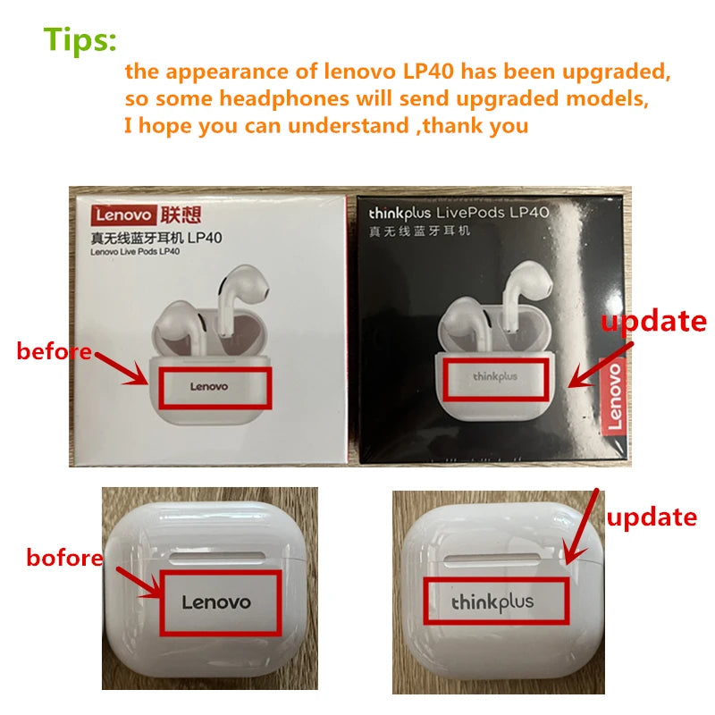 Lenovo LP40 Wireless Earbuds – Bluetooth 5.0 Touch Control