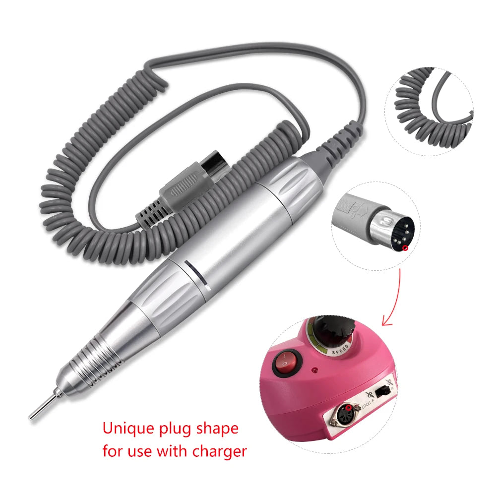 35000RPM DC 3 & 5 PIN Electric Nail Drill Pen Handle File Polish Grind Machine Handpiece Manicure Tool Nail Drill Accessories