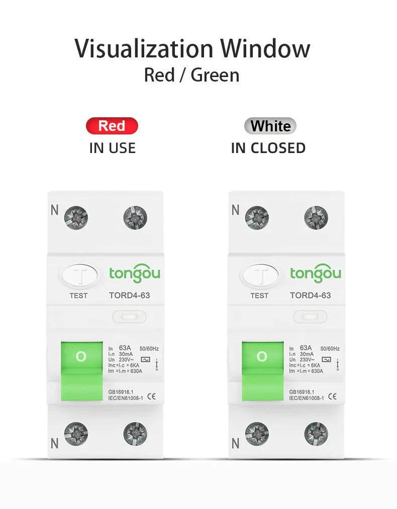 AC Type RCCB Electromagnetic Residual Current Circuit Breaker AC ELCB 2 Pole 16A 25A 40A 63A RCD 30mA TONGOU