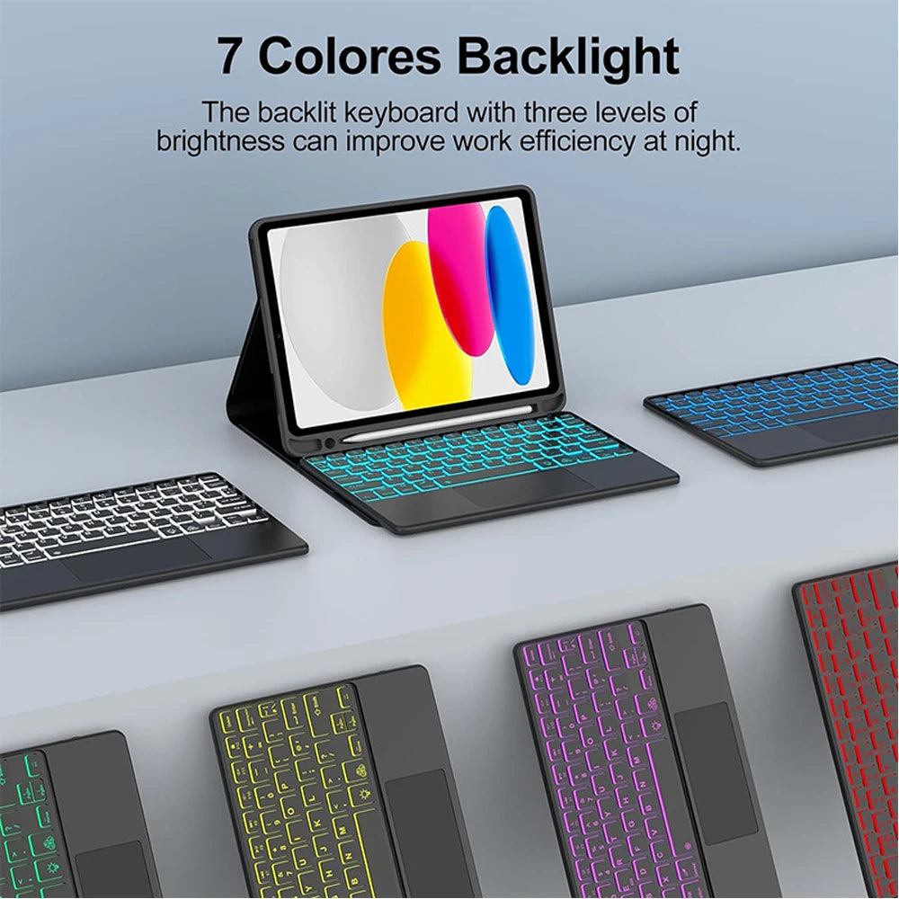 Keyboard Case for iPad (A16) 11th/10th Generation,Detachable Wireless Keyboard,Stand Folio Keyboard Cover with Pencil Holder