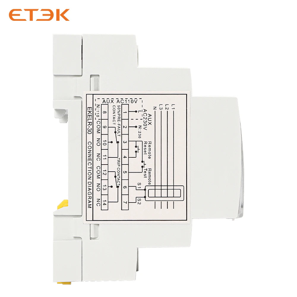 ETEK Earth Leakage Relay Adjustable Current Fault Protection AC Delay 30mA 30A 230V EKELR-30