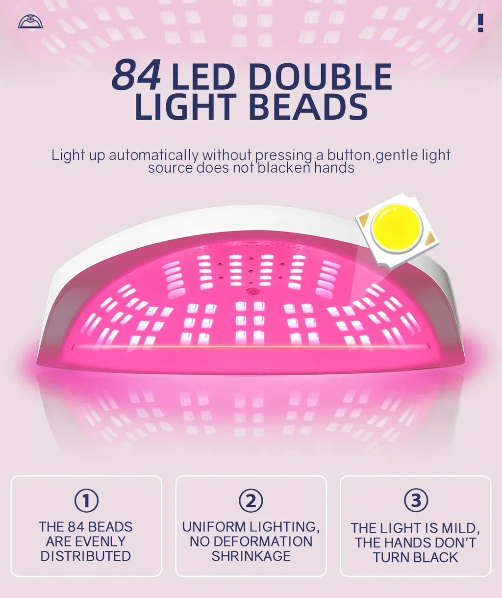 380W UV LED Lamp For Nail Manicure 84LEDS Professional Gel Polish Drying Lamps With Timer Auto Sensor Manicure Salon Tool