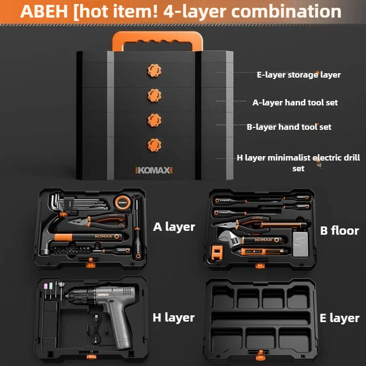 Handworking Powerful Tool Set Hardware DIY Power Toolkit Multi-purpose Electrician Maintenance Tools Case Electric Drill Toolbox