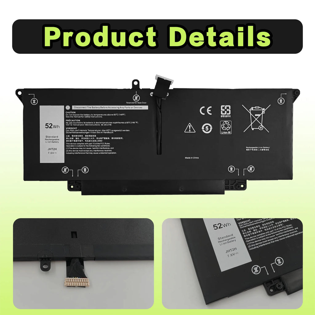 SAT Laptop Battery for Dell JHT2H Latitude 7310 7410 Series 35J09 0YJ9RP 009YYF 07CXN6 04V5X2 0HRGYV 52WH