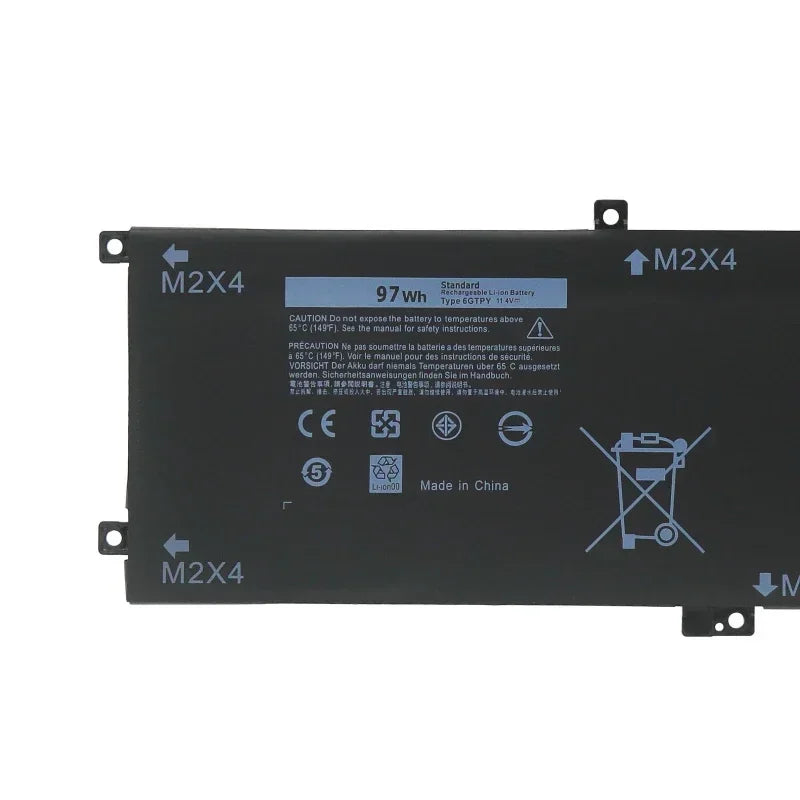 Brand New 97WH 11.4V 6GTPY Laptop Battery For DELL XPS 15 9570 9560 7590 6550 For DELL Precision 5520 5530 5540 5510 Series