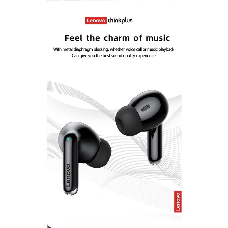 Lenovo Thinkplus XT88 True Wireless Earbuds Bluetooth 5.3, Low Latency Stereo Headphones with 12H Playtime, Metal Diaphragm