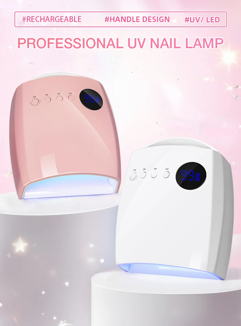 Rechargeable UV LED Nail Lamp 66W Lamp for Manicure with LCD Screen 4 Timer Settings Nail Art Manicure Tools for Home and Salon
