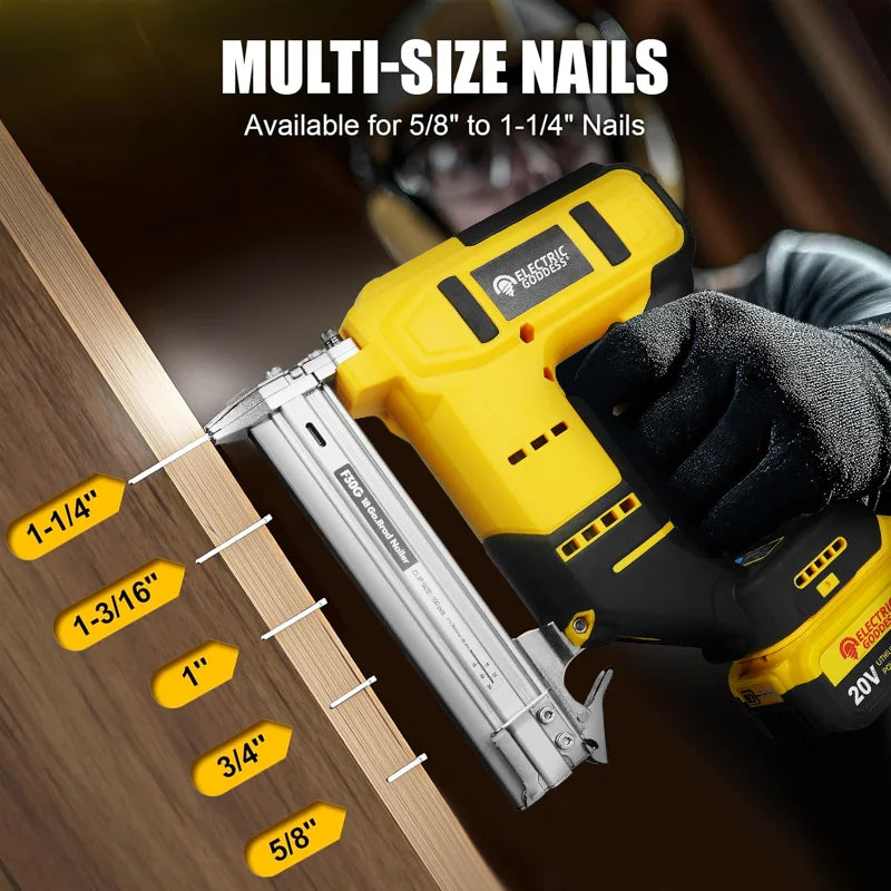 Brushless Electric Nail Gun with Battery Adapter Convert for Dewalt 20v Battery Pin to Milwaukee/Makita 20/18v Battery Pins