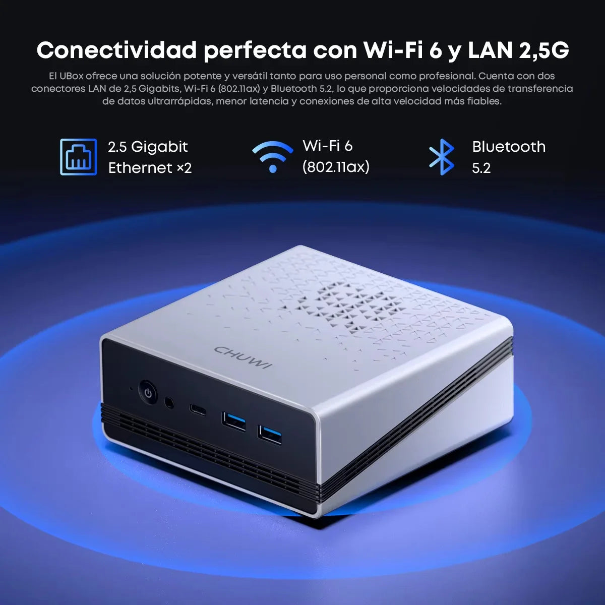 CHUWI UBox AMD R5-6600H Mini PC 6 Cores 12 Threads DDR5 16GB 512GB SSD 4.5GHz Max Frequency WiFi 6＆1G LAN Desktop Computer