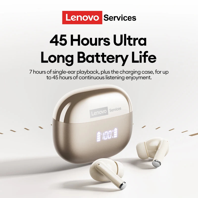 Lenovo LE232 ANC Noise Cancelling True Wireless Earphones Bluetooth 6.0 Gaming Headphone LED Digital Display In Ear Bass Earbuds