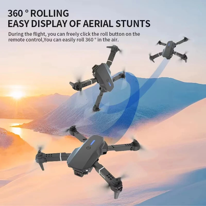 2026 Upgraded Drone E88 Pro 8K Dual-Camera HD Aerial Photography Dron with Screen Foldable Quadcopter RC Toy for Kids Boys Gifts