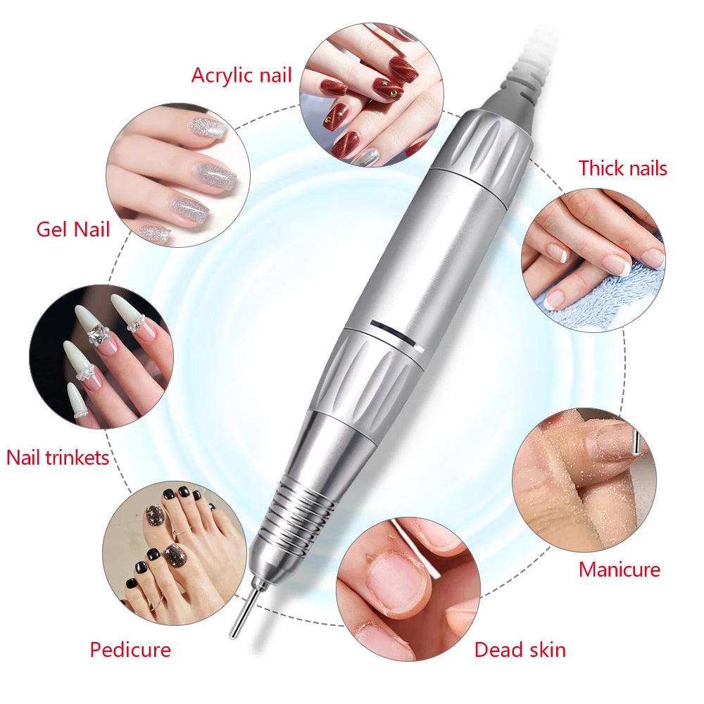35000RPM DC 3 & 5 PIN Electric Nail Drill Pen Handle File Polish Grind Machine Handpiece Manicure Tool Nail Drill Accessories