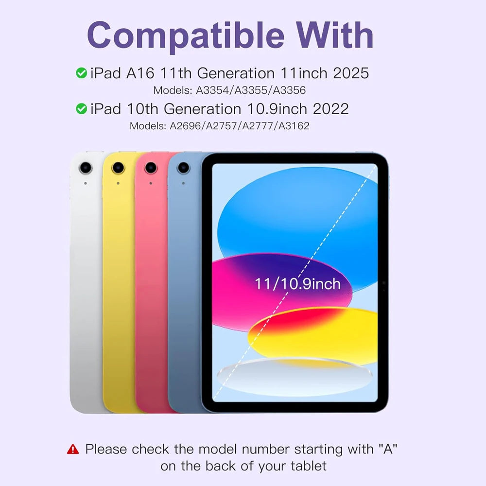 Keyboard Case for iPad (A16) 11th/10th Generation,Detachable Wireless Keyboard,Stand Folio Keyboard Cover with Pencil Holder